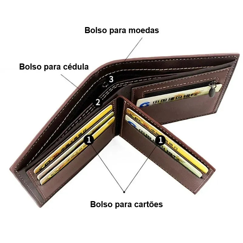 Carteira de Couro Masculina Vantor Stripe - Loja Vantor